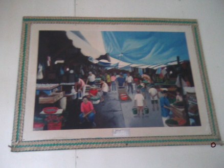 A painting of Sorsogon Market displayed in Tia Tinay
